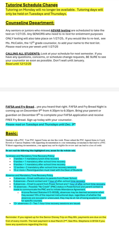 Announcements - December 3rd