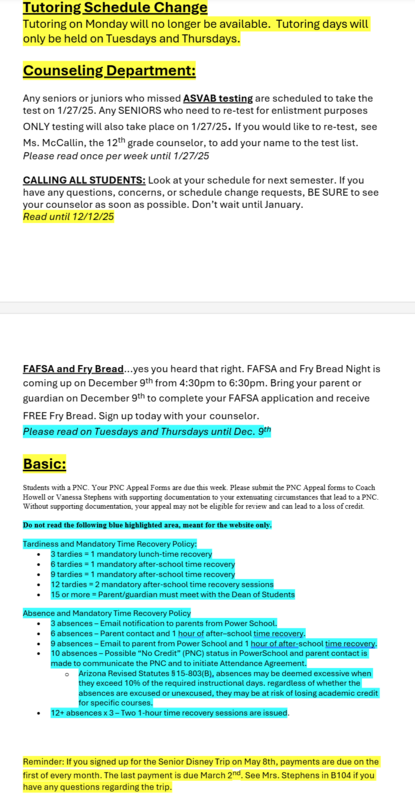 Announcements - December 4th