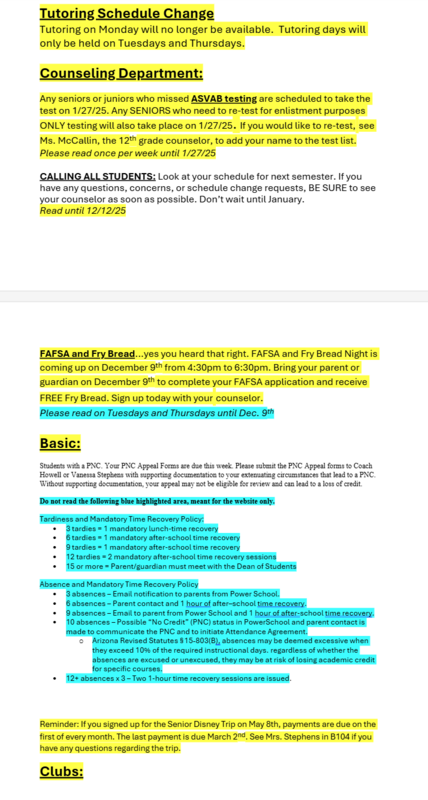 Announcements - December 5th