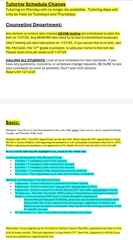 Announcements - December 10th