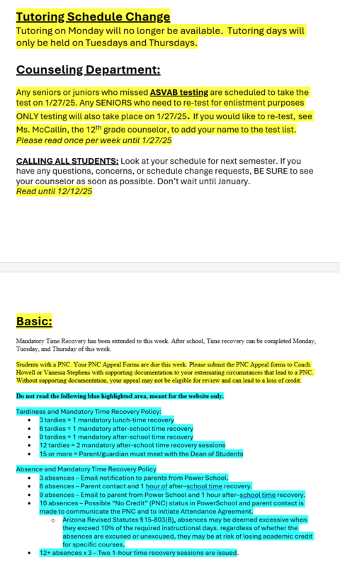 Announcements - December 11th