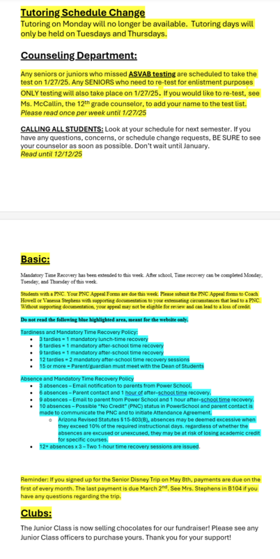 Announcements - December 12th