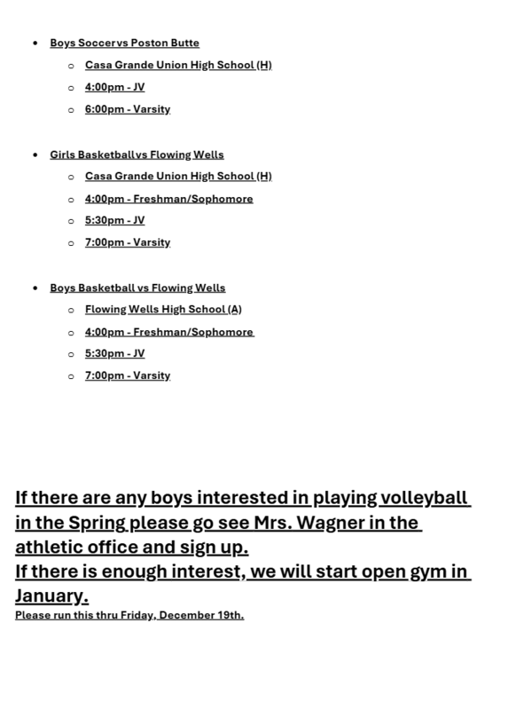 Announcements - December 12th