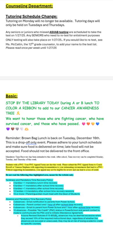 Announcements - December 15th