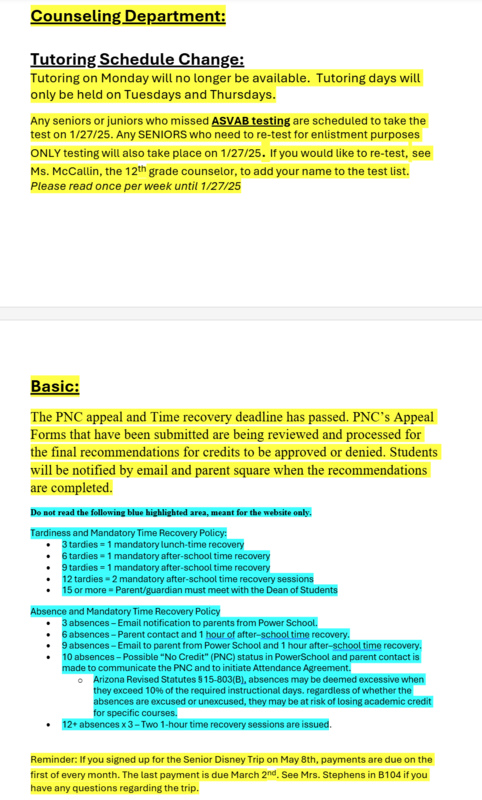 Announcements - December 18th