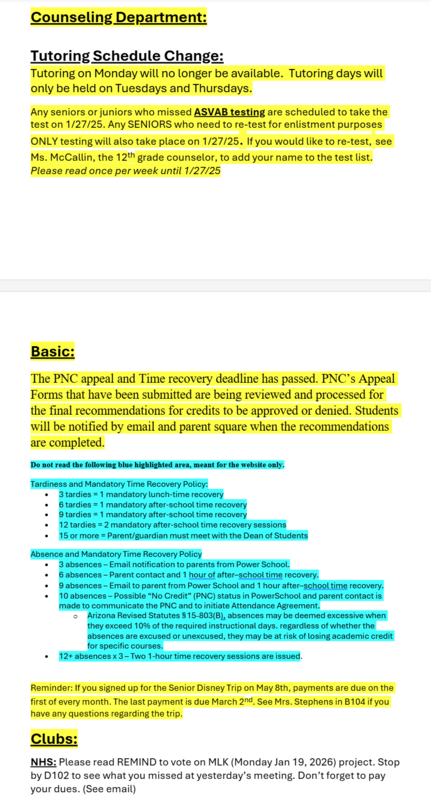 Announcements - December 19th