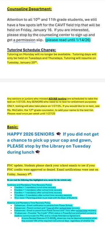 Announcements - January 13th