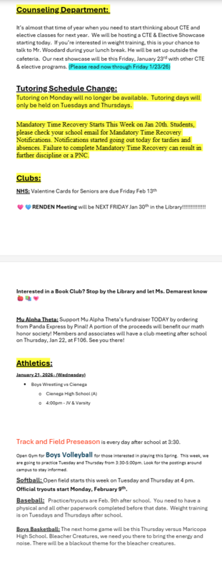 Announcements - January 21st