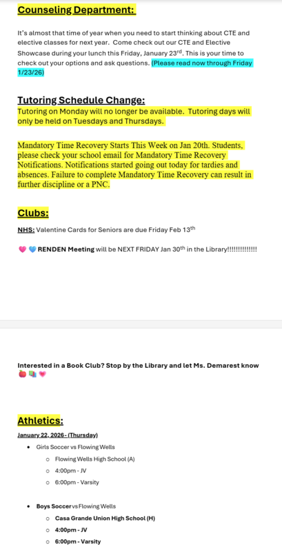 Announcements - January 22nd