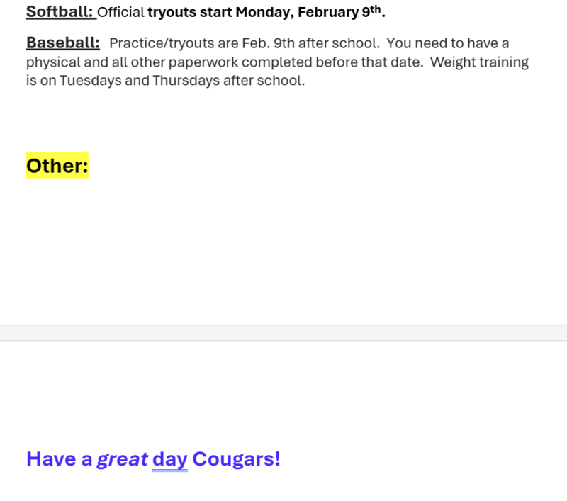 Announcements - January 23rd