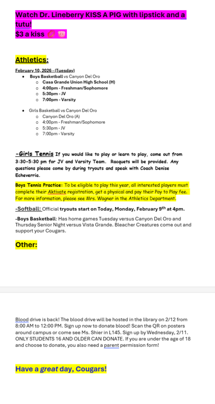 Announcements - February 10th