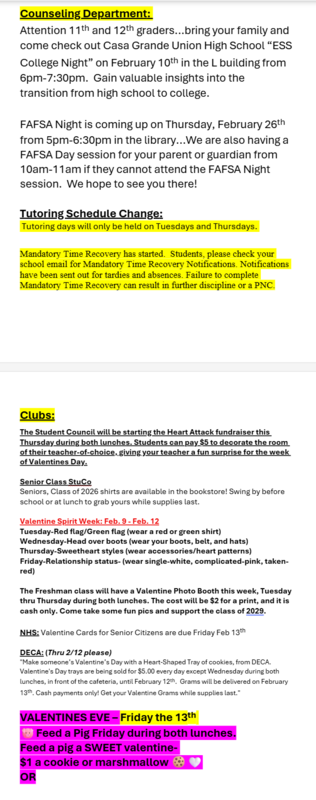 Announcements - February 10th