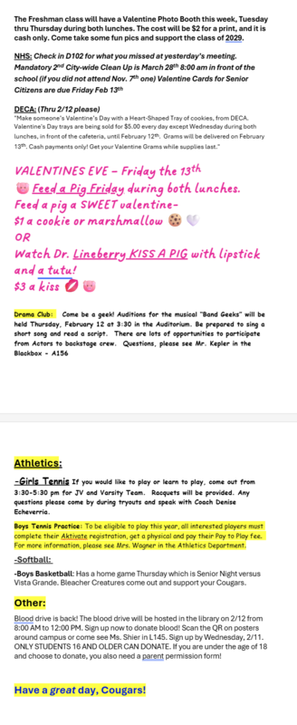 Announcements - February 11thAnnouncements - February 11th