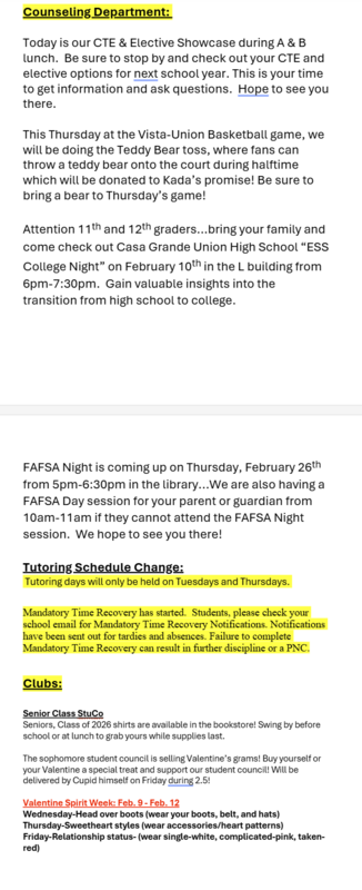 Announcements - February 11th