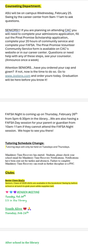 Announcements - February 24th