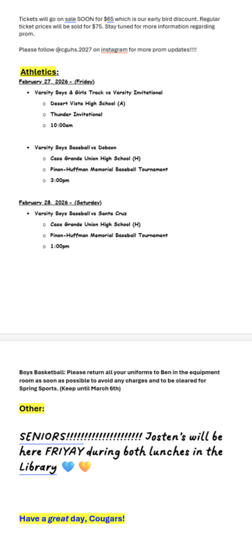 Announcements - February 27th