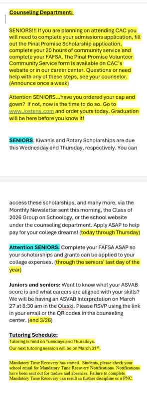 Announcements - March 4th