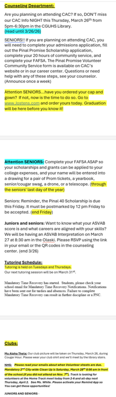 Announcements - March 24th