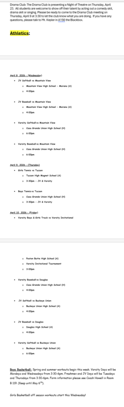 Announcements - April 8th