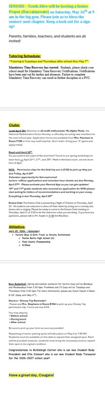 Announcements - April 24th