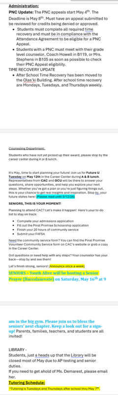 Announcements - May 5th