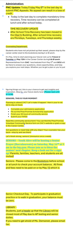 announcements