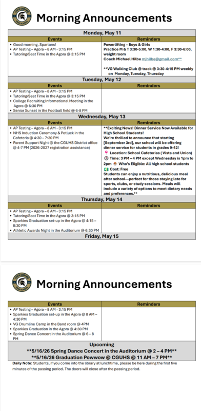 announcements