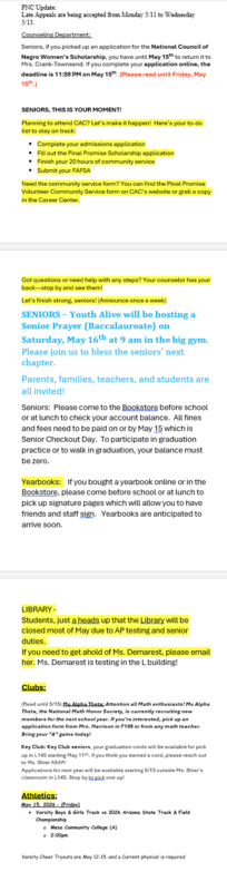 Announcements - May 13th