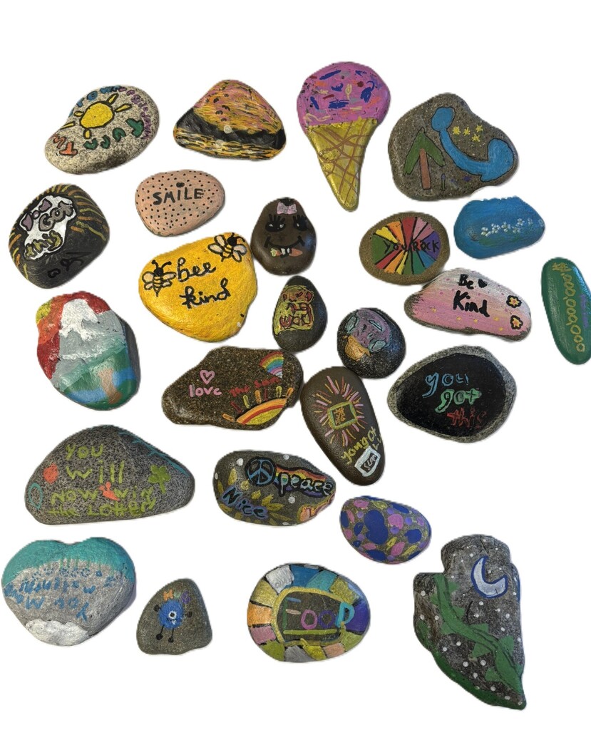 Rocks painted with kind phrases