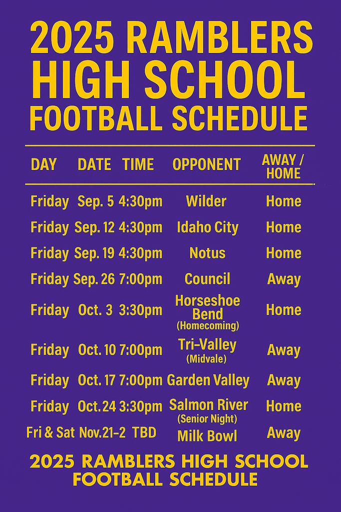 2025 Football Schedule