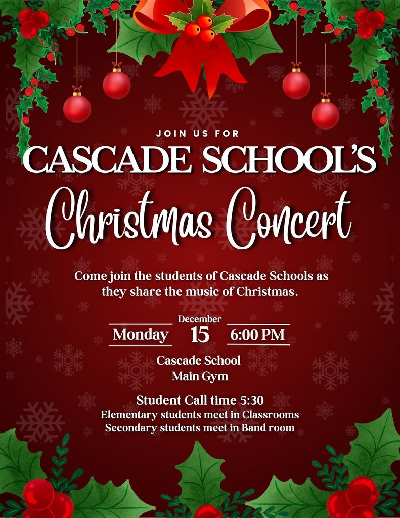 Christmas Concert December 15th at 6:00 PM