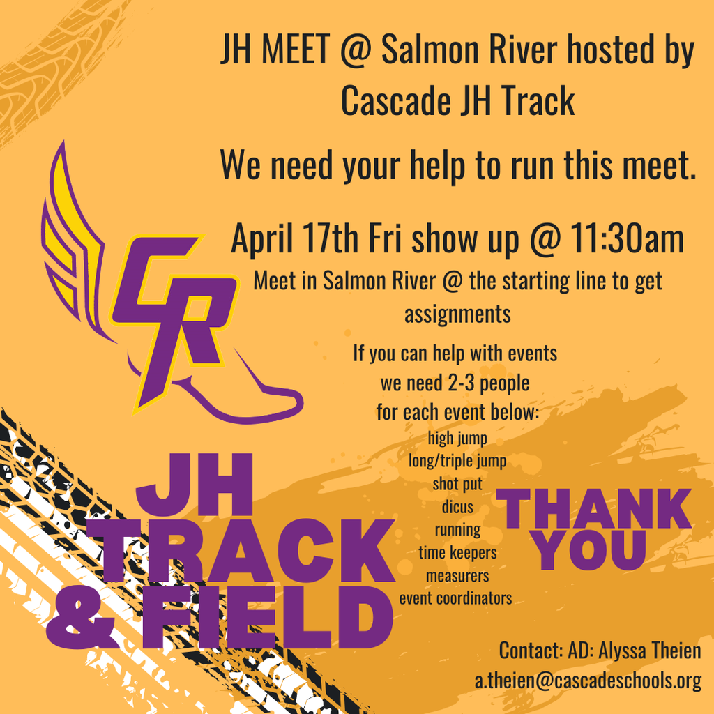 Come help Junior High Track on April 17th!