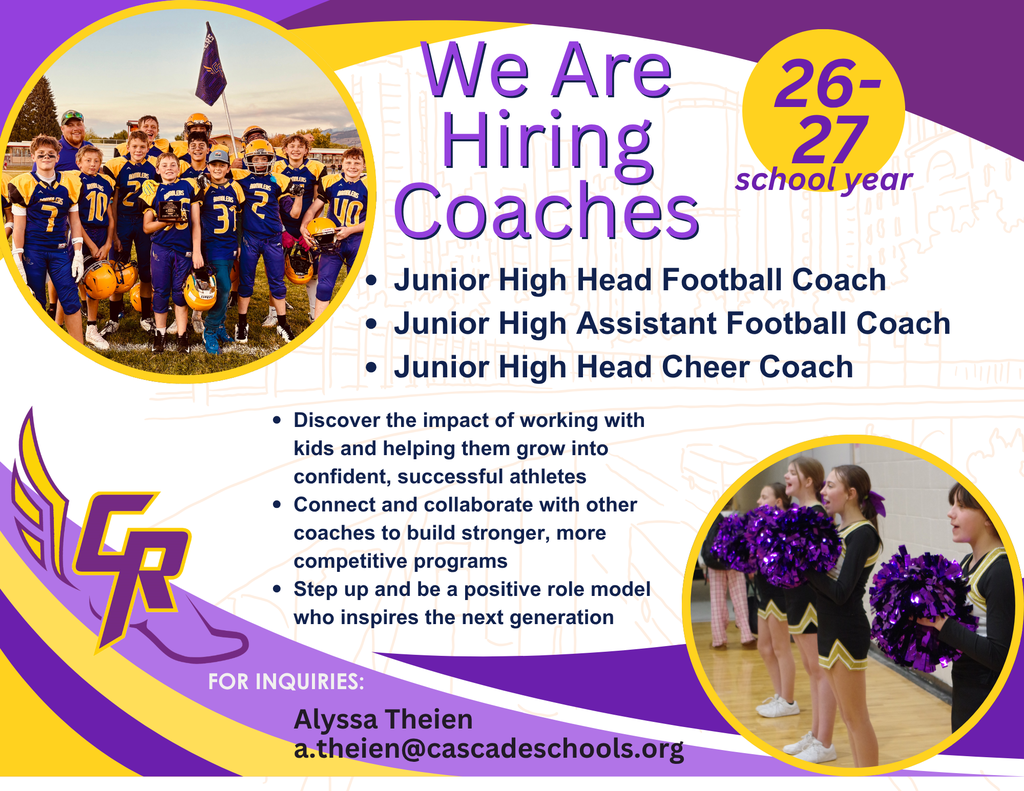 JH Football and JH Cheer needs you!  Email Alyssa Theien for more information.