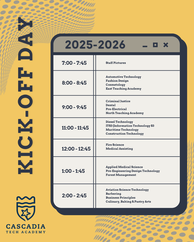 Kick off day schedule