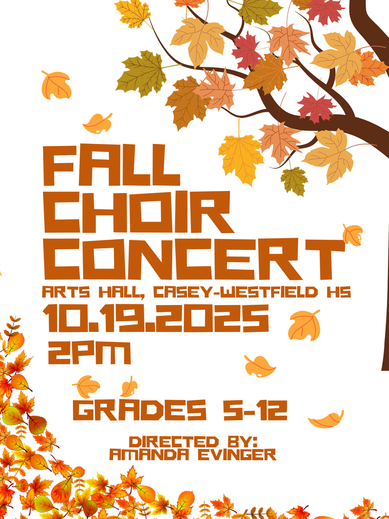 Fall Choir Concert Poster, Located at Arts Hall on October 19th at 2pm.