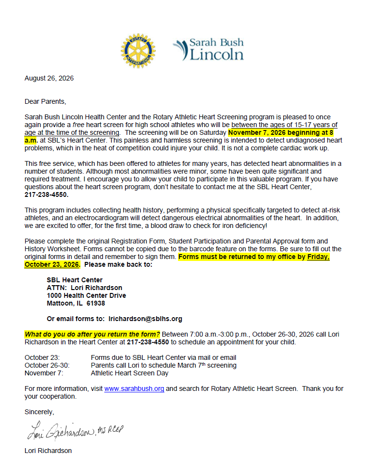 Parent letter page 1