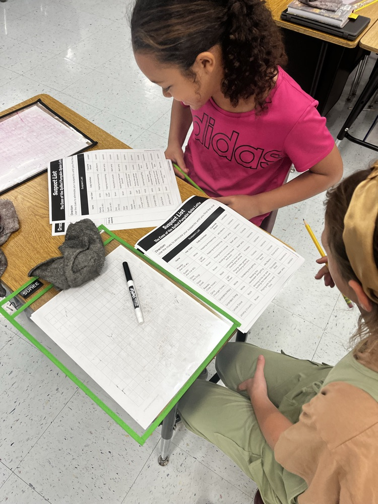 Mrs. Keller's 4th graders practiced their multiplication skills today by solving the mystery of who spilled mom's pumpkin spice latte?