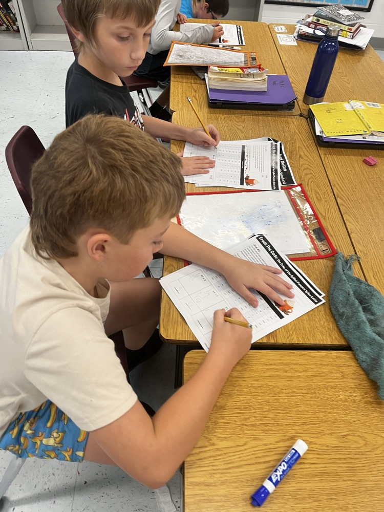 Mrs. Keller's 4th graders practiced their multiplication skills today by solving the mystery of who spilled mom's pumpkin spice latte?