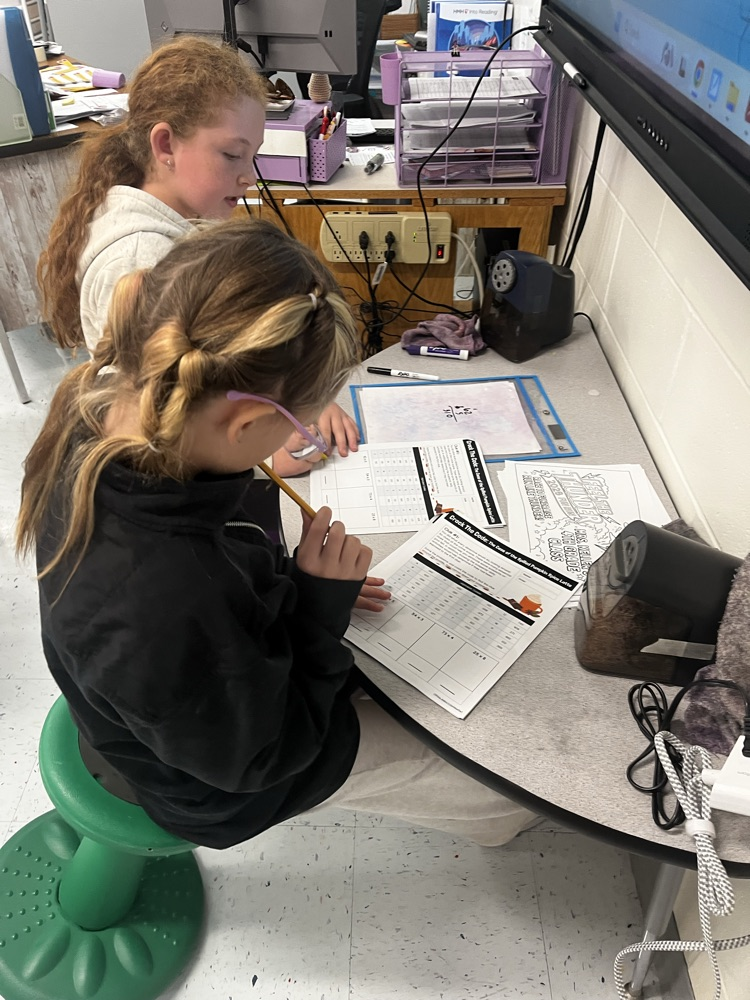 Mrs. Keller's 4th graders practiced their multiplication skills today by solving the mystery of who spilled mom's pumpkin spice latte?