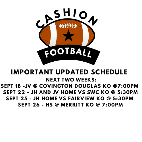 Cashion Updated Football Schedule 