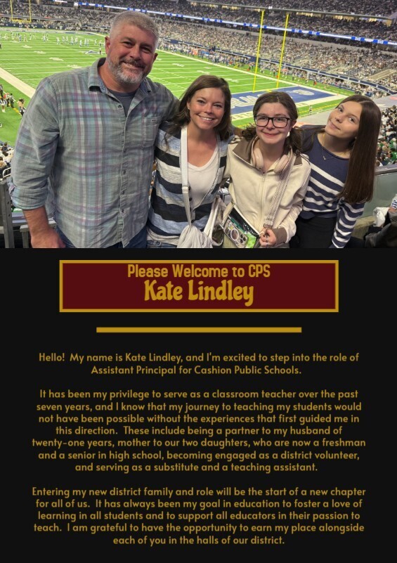 Welcome to the CPS family Mrs. Lindley!