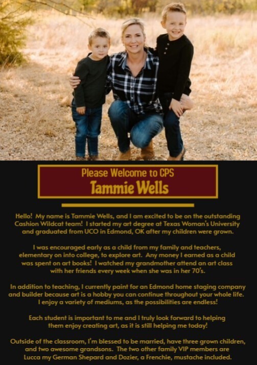 Welcome to the CPS family Mrs. Wells!