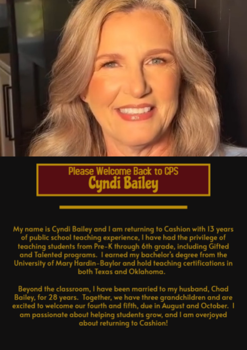 Welcome to the CPS family Mrs. Bailey!