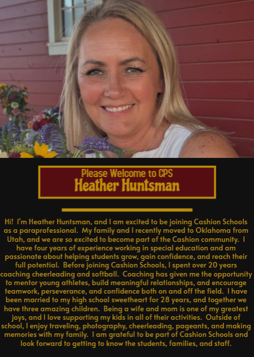 Welcome to the CPS family Mrs. Huntsman!