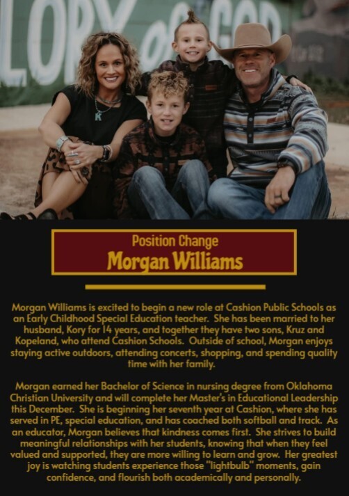 Welcome to your new position Mrs. Williams!