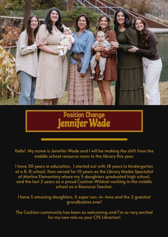 Welcome to your new position Ms. Wade!