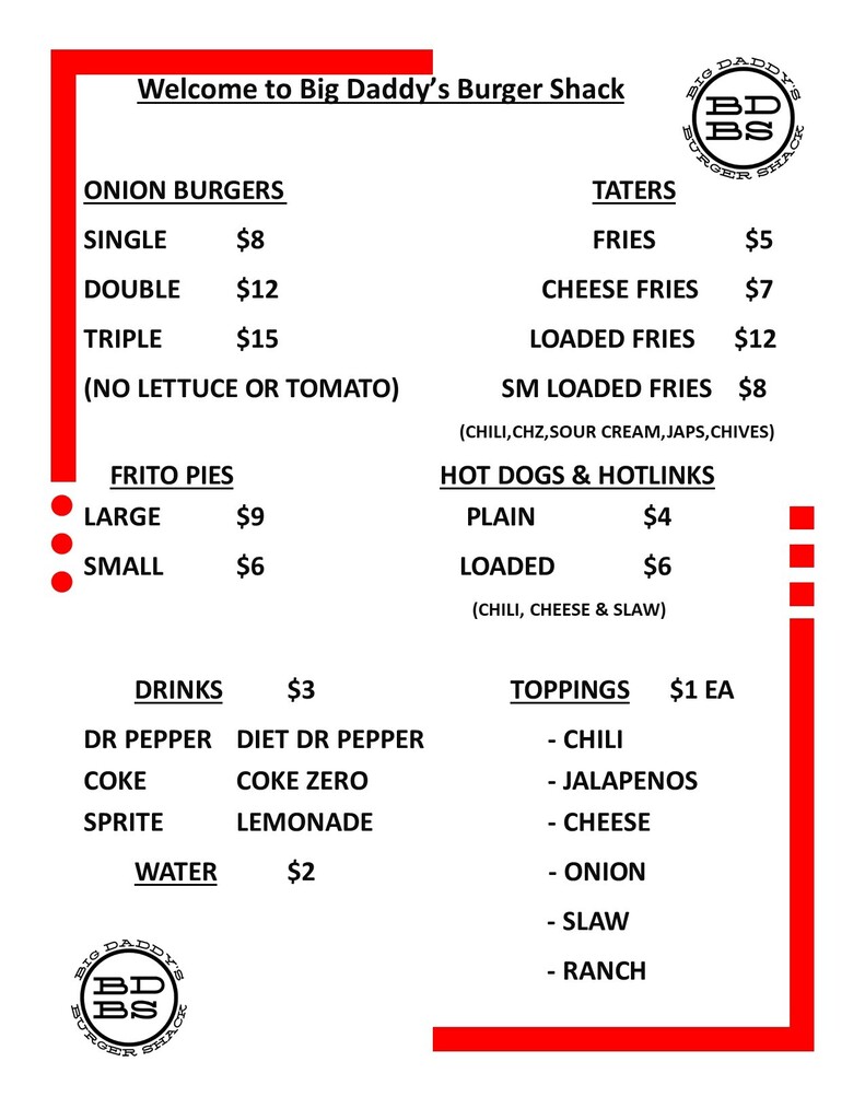 BDBS Menu Page 1