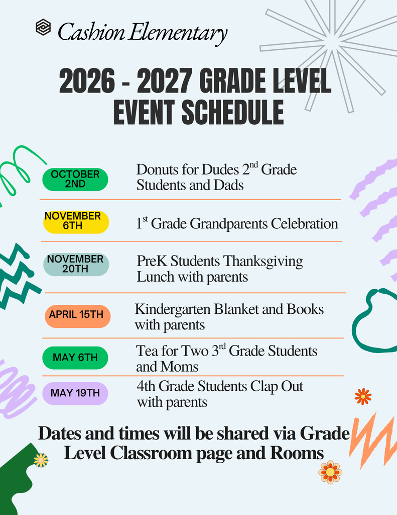 CES Grade Level Event Schedule
