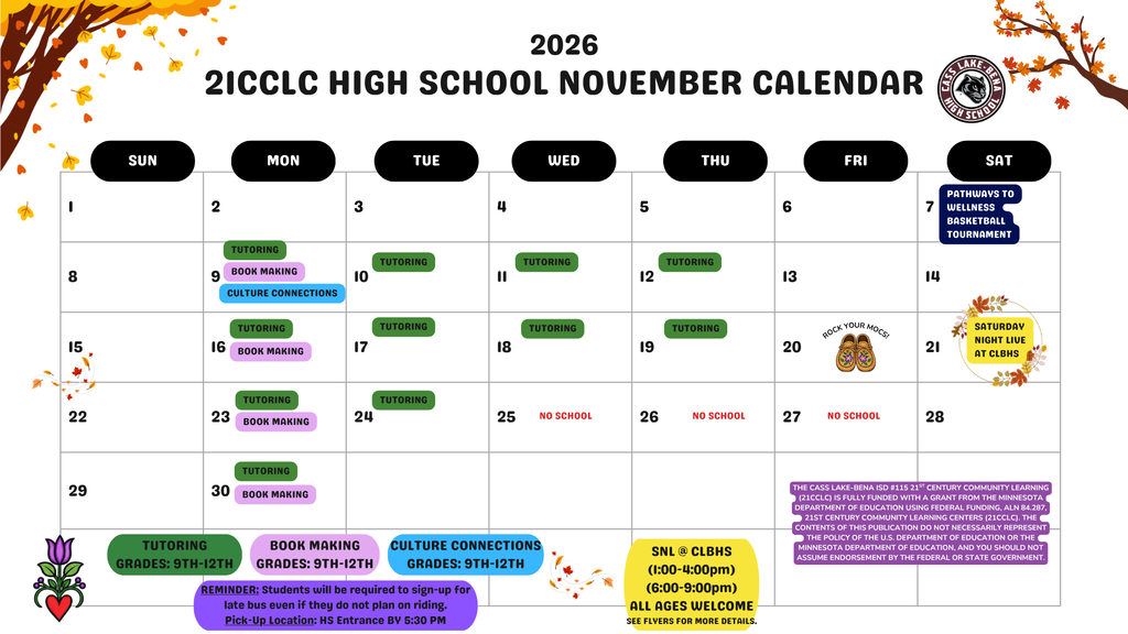 HS November Calendar