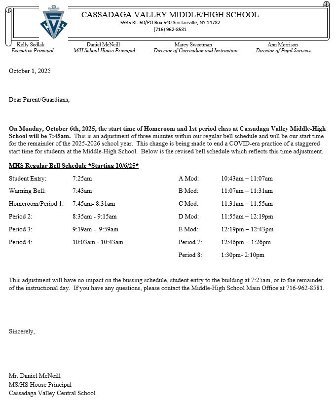 bell schedule